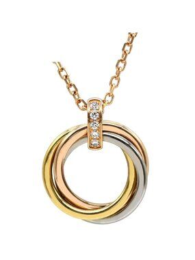 Cartier Necklace Trinity Diamond Pendant Yellow Gold Pink White